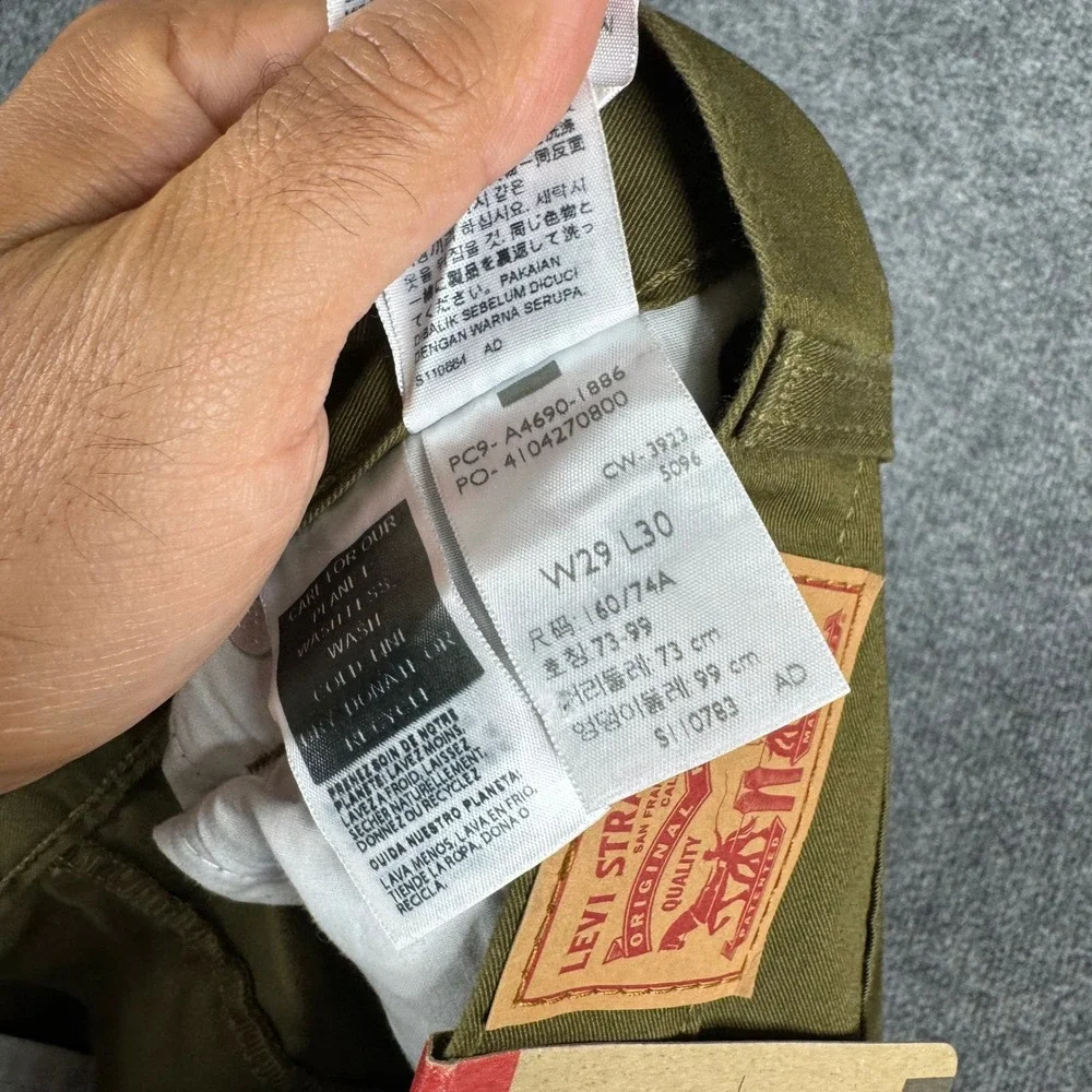 Levi's Pants Mens Size 29x30 Olive Green 511 Slim Fit Cotton Twill New NWT